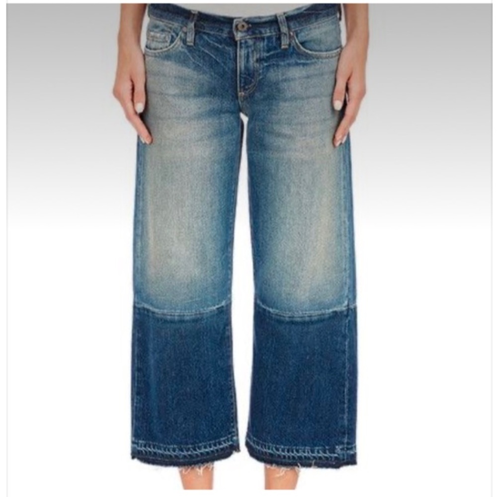 Simon Miller Women's Adams Cropped Blue Wide-Leg Jeans Size 28